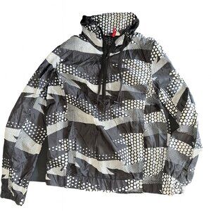 Divided H&M Black White Graphic Windbreaker Jacket Women’s Size 8 Half Zip-A283